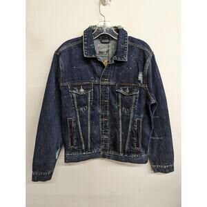 Gilded Age Mens Japanese Selvedge Denim Jacket Destroyed Optic Blue Size Small